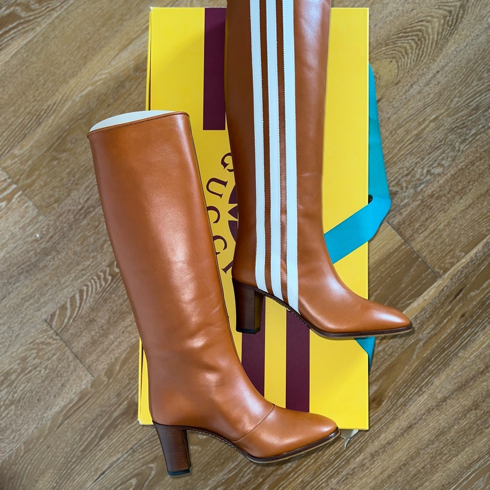 Gucci X ADIDAS Calfskin Elizabeth
Knee Boots 37+ Royal Cognac